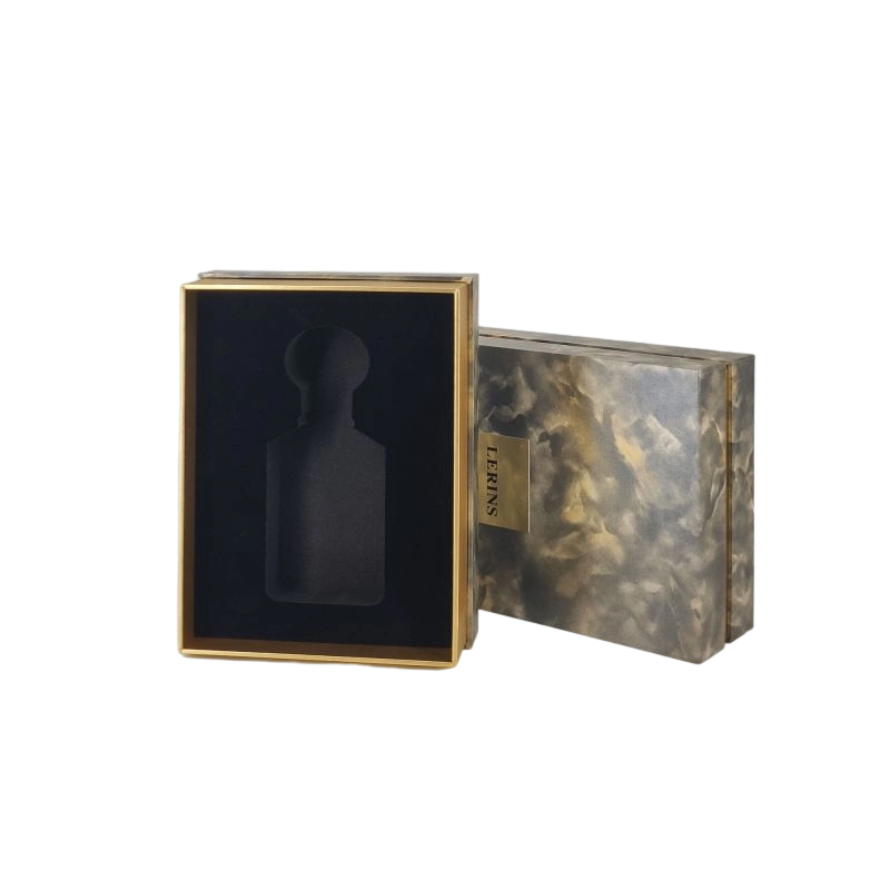 时尚金箔香水盒，带 EVA 托盘，用于香水展示和刚性盖底座 HP020